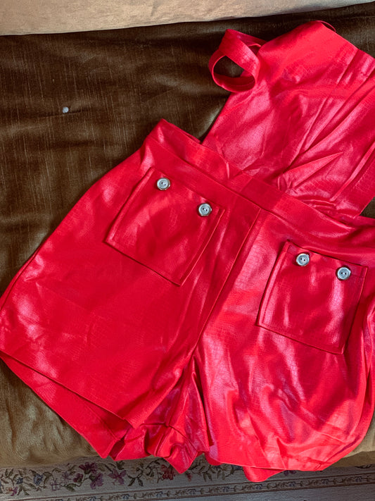 Lena Leather look 70's jumpsuit hotpants