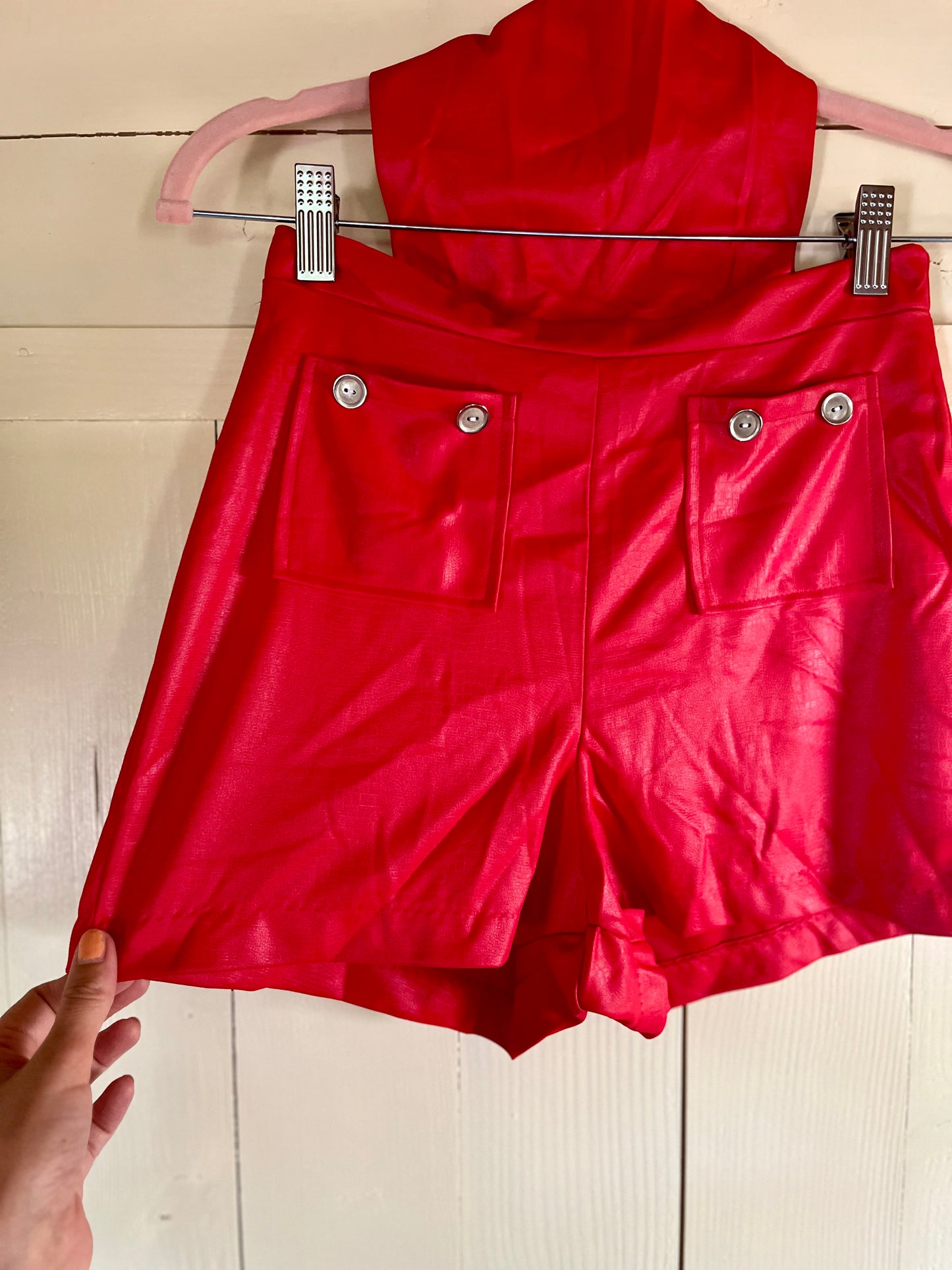 Lena Leather look 70's jumpsuit hotpants