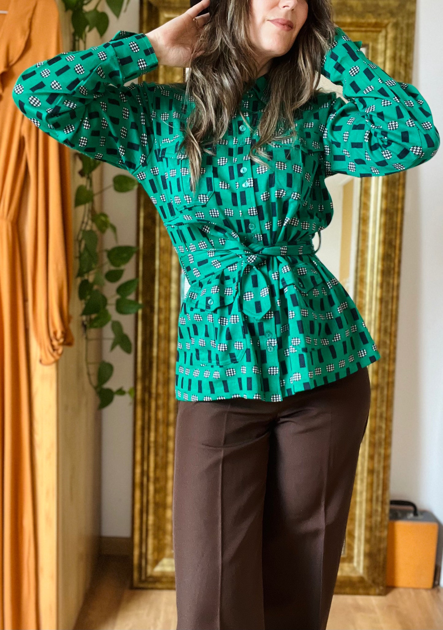 Green 70s blouse Geri