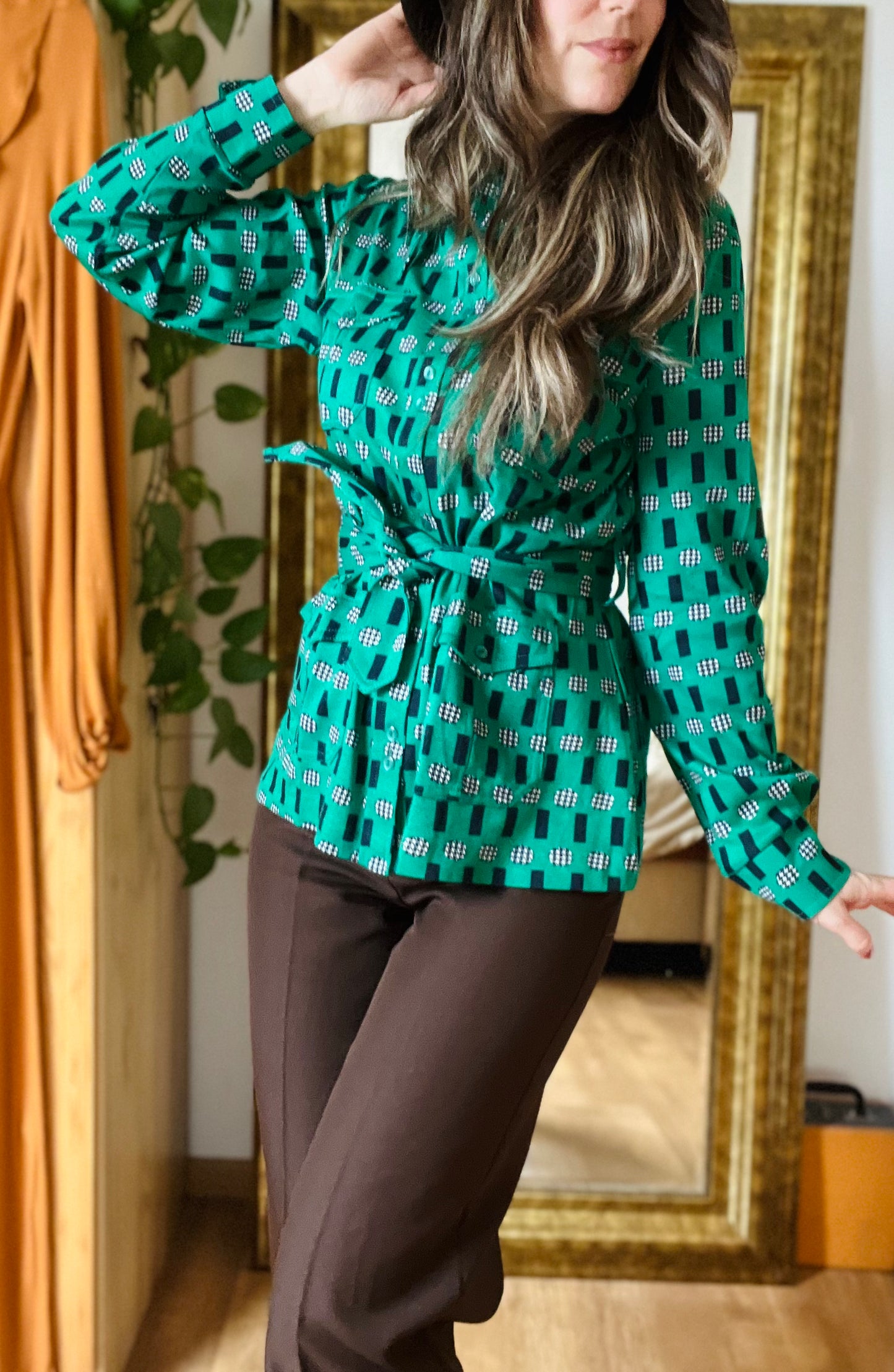 Green 70s blouse Geri