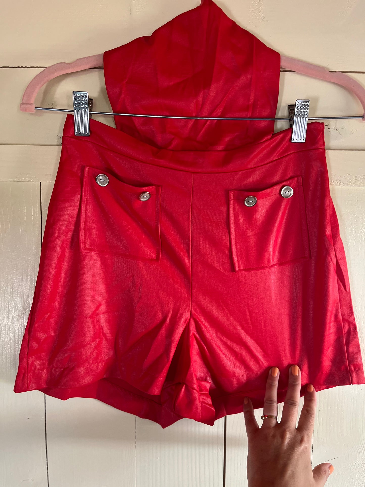 Lena Leather look 70's jumpsuit hotpants