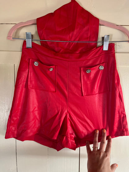 Lena Leather look 70's jumpsuit hotpants