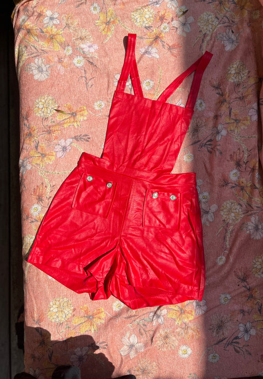 Lena Leather look 70's jumpsuit hotpants