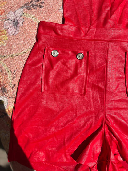Lena Leather look 70's jumpsuit hotpants