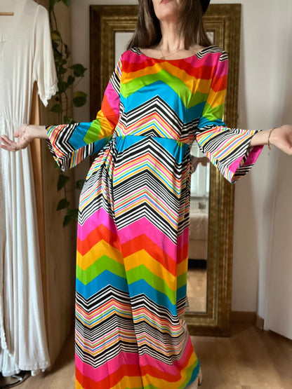 Seventies chevron rainbow dress