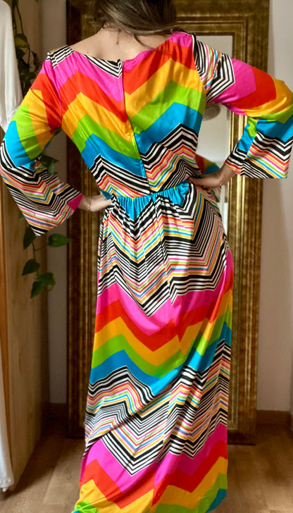 Seventies chevron rainbow dress