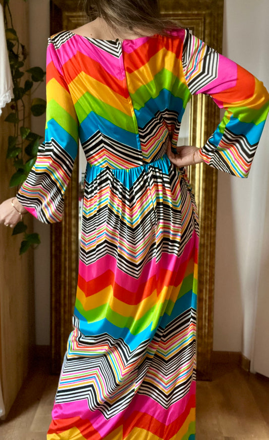 Seventies chevron rainbow dress