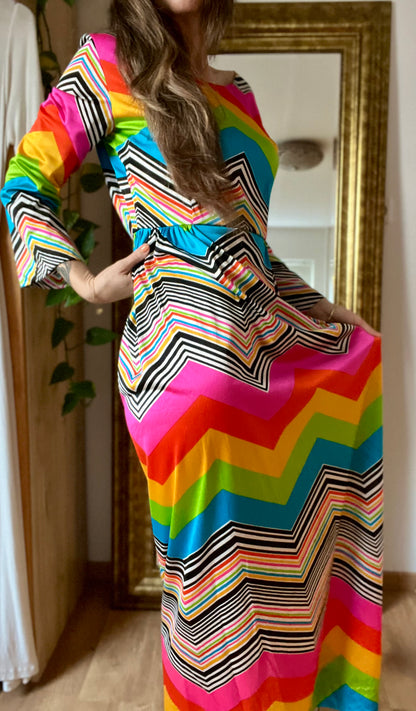 Seventies chevron rainbow dress