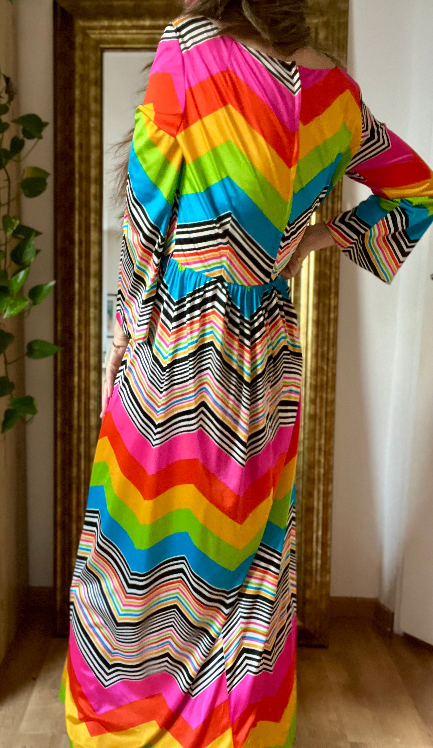 Seventies chevron rainbow dress