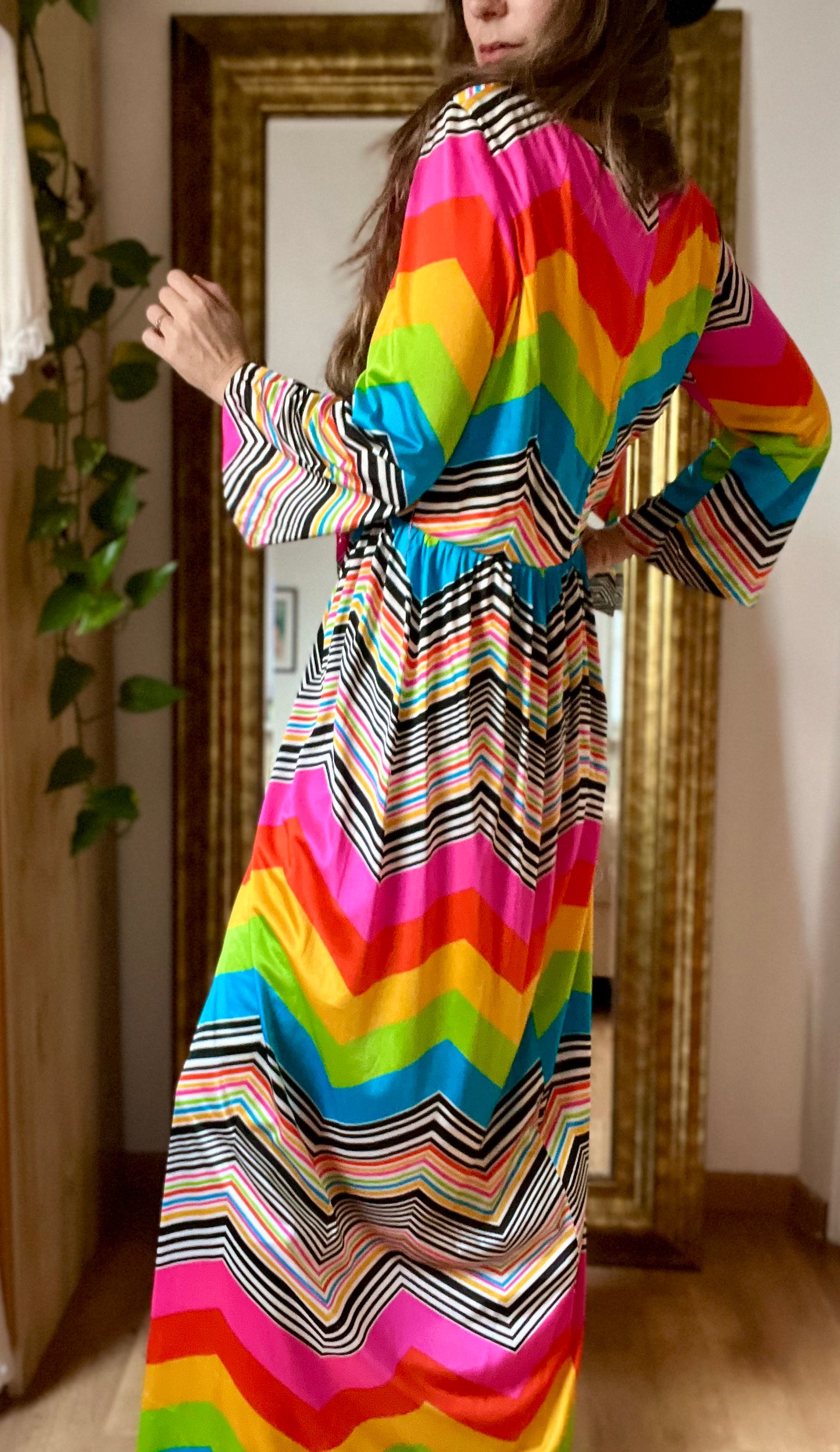 Seventies chevron rainbow dress